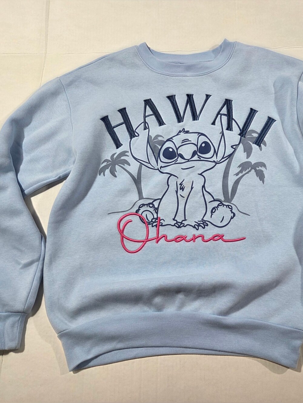 Disney Light Blue Hawaii Ohana Stitch Graphic Crewneck